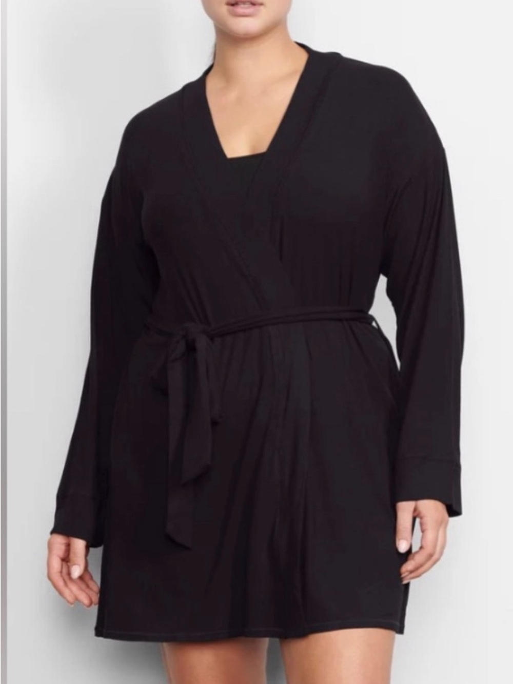 SKIMS Soft Lounge Robe Onyx Black 3X 3XL Long Sleeve Tie Waist Comfy Loungewear
